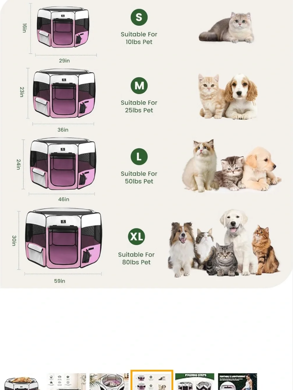 X-ZONE PET Portable Foldable Pet Dog Cat Playpen Crates Kennel, Large